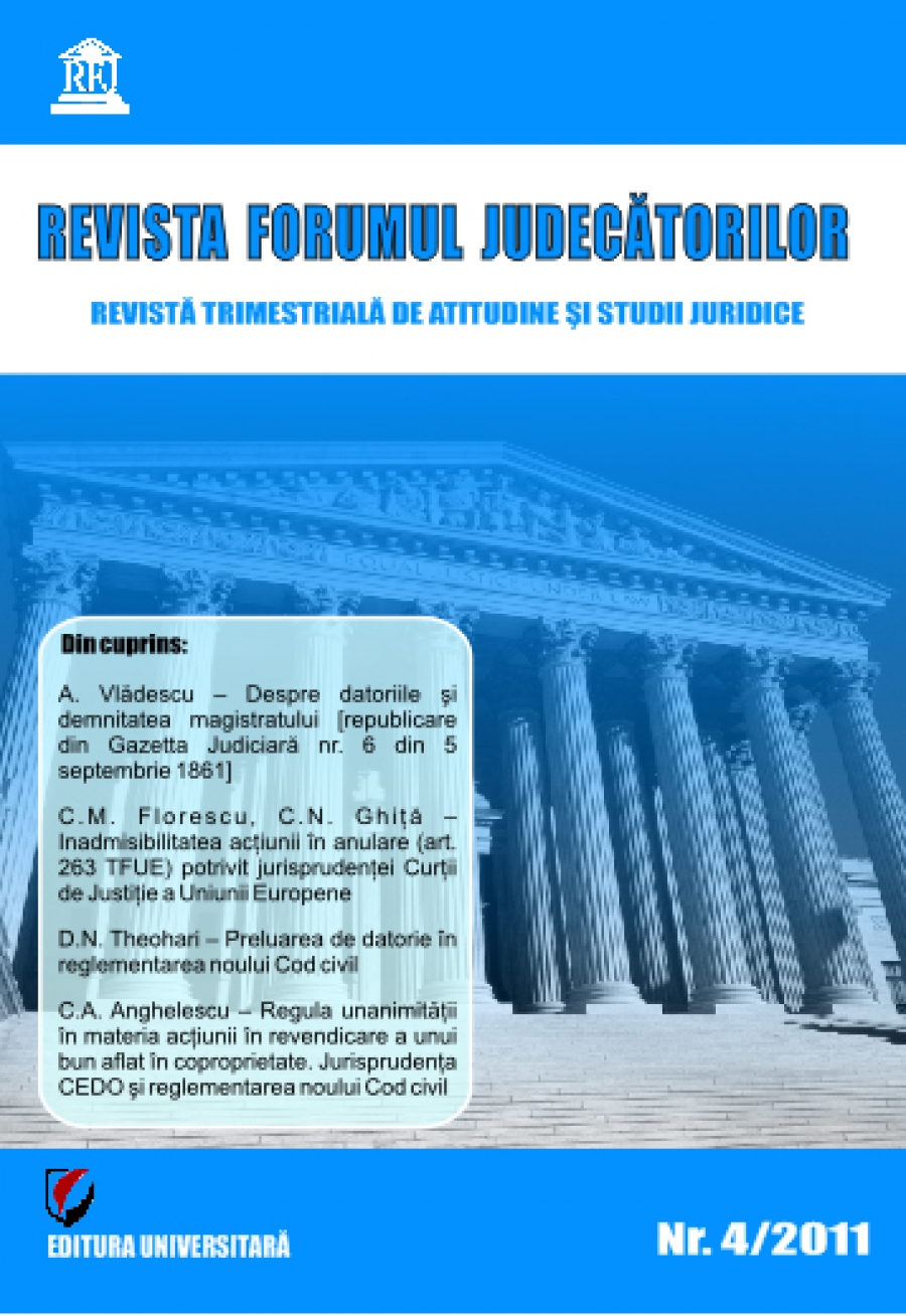 Revista Forumul Judecătorilor - nr. 4/2011