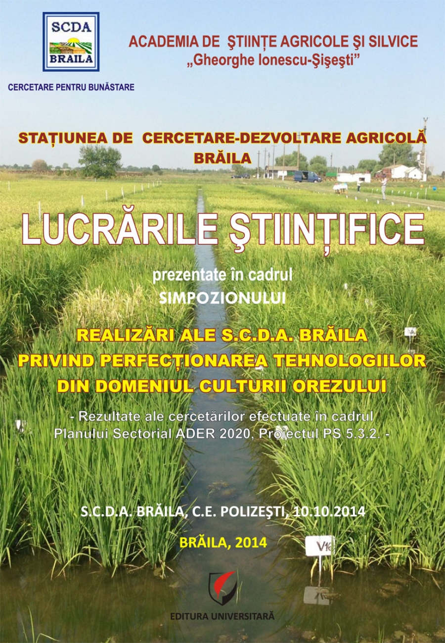 REALIZARI ALE S.C.D.A. BRĂILA PRIVIND PERFECȚIONAREA TEHNOLOGIILOR DIN DOMENIUL CULTURII OREZULUI