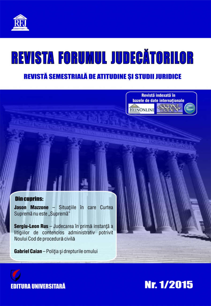 Revista Forumul Judecatorilor - nr. 1/2015