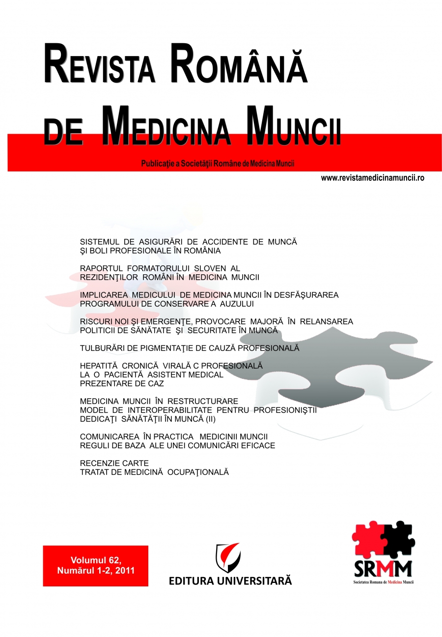 Revista Romana de Medicina Muncii, vol. 62, nr. 1-2/2011