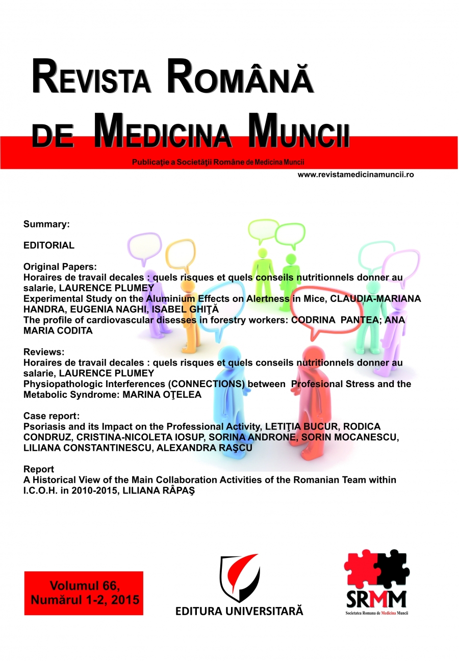 Revista Romana de Medicina Muncii, vol. 66, nr. 1-2/2015